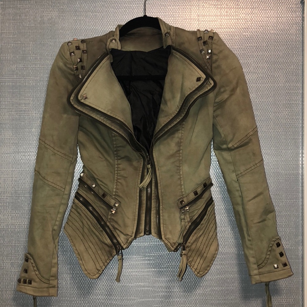 Studded Jacket / Blazer - Olive Green